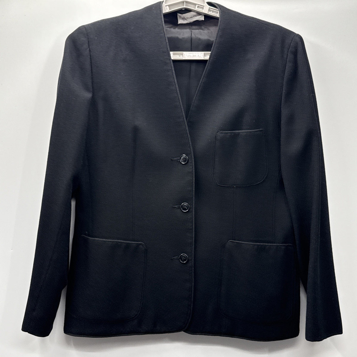 Evan Picone blazer 14 Black Vintage Wool Women Blazer 3 Button