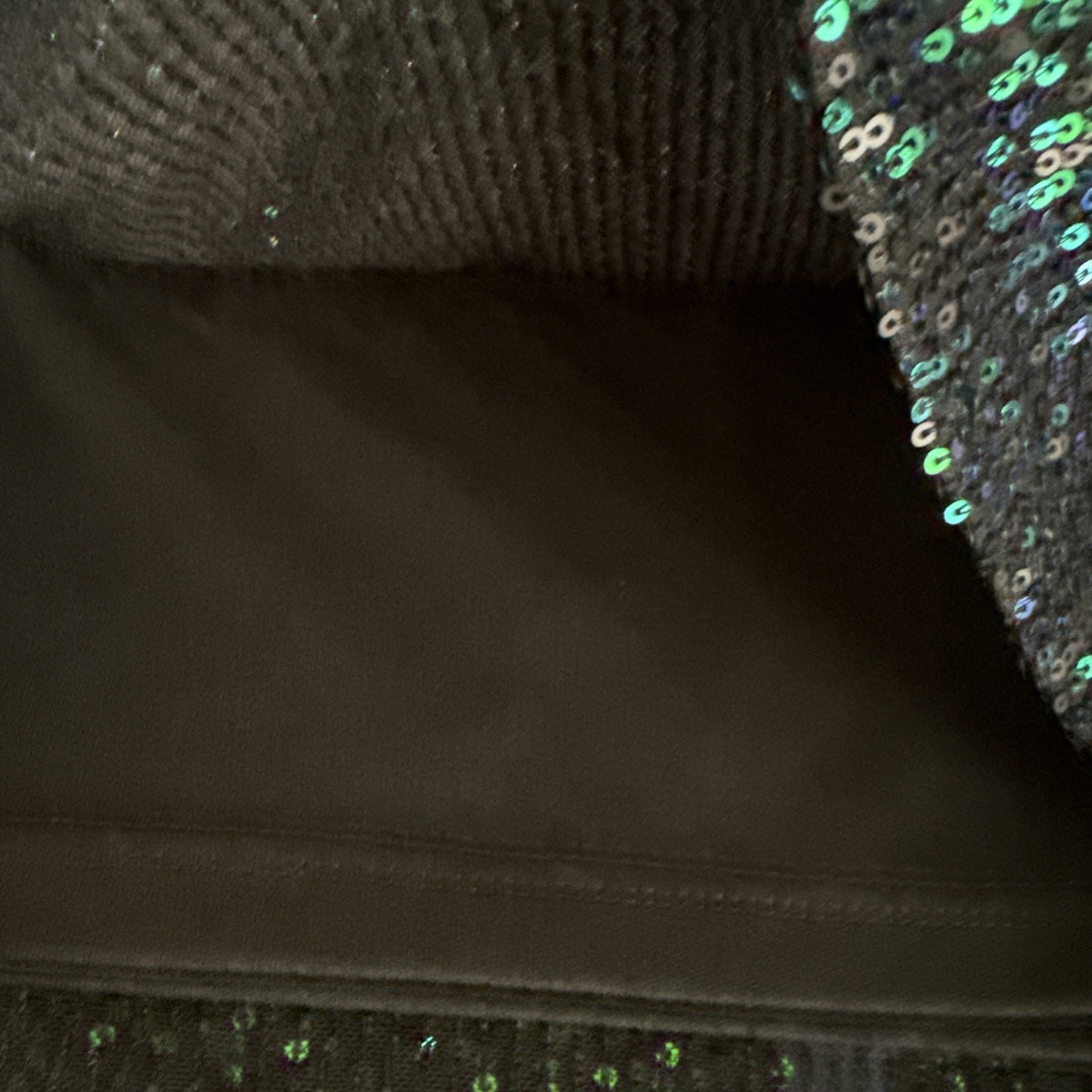 PrettyGuide Green Black Sequin Top Size 10 Dolman Batwing Sleeve Party Holiday