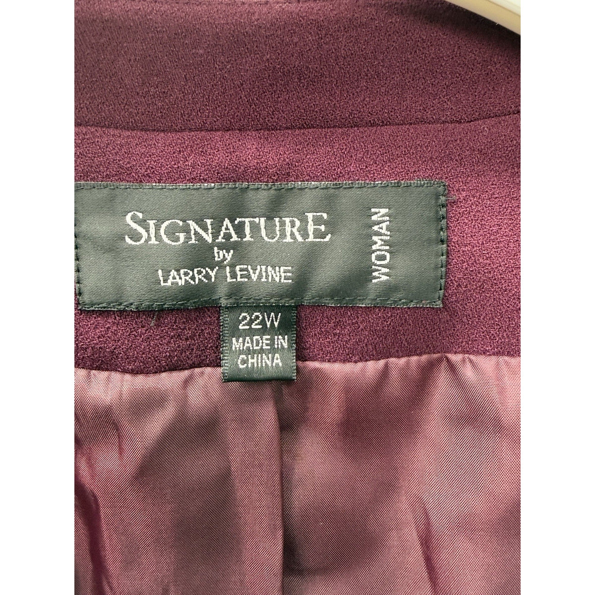 Signature By Larry Levine 22W Merlot Open Front Blazer Jacket NWT Plus Size
