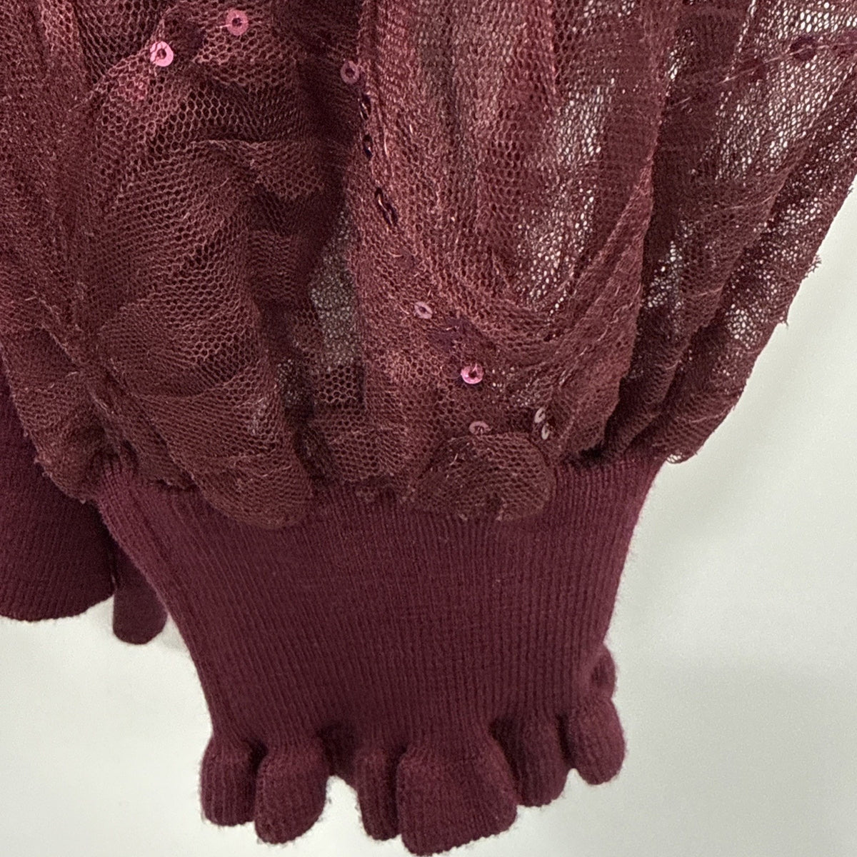 Cato Burgundy Sweater Sheer Lace Sequin Sleeves Sz 26/28 Romantic Whimsigoth