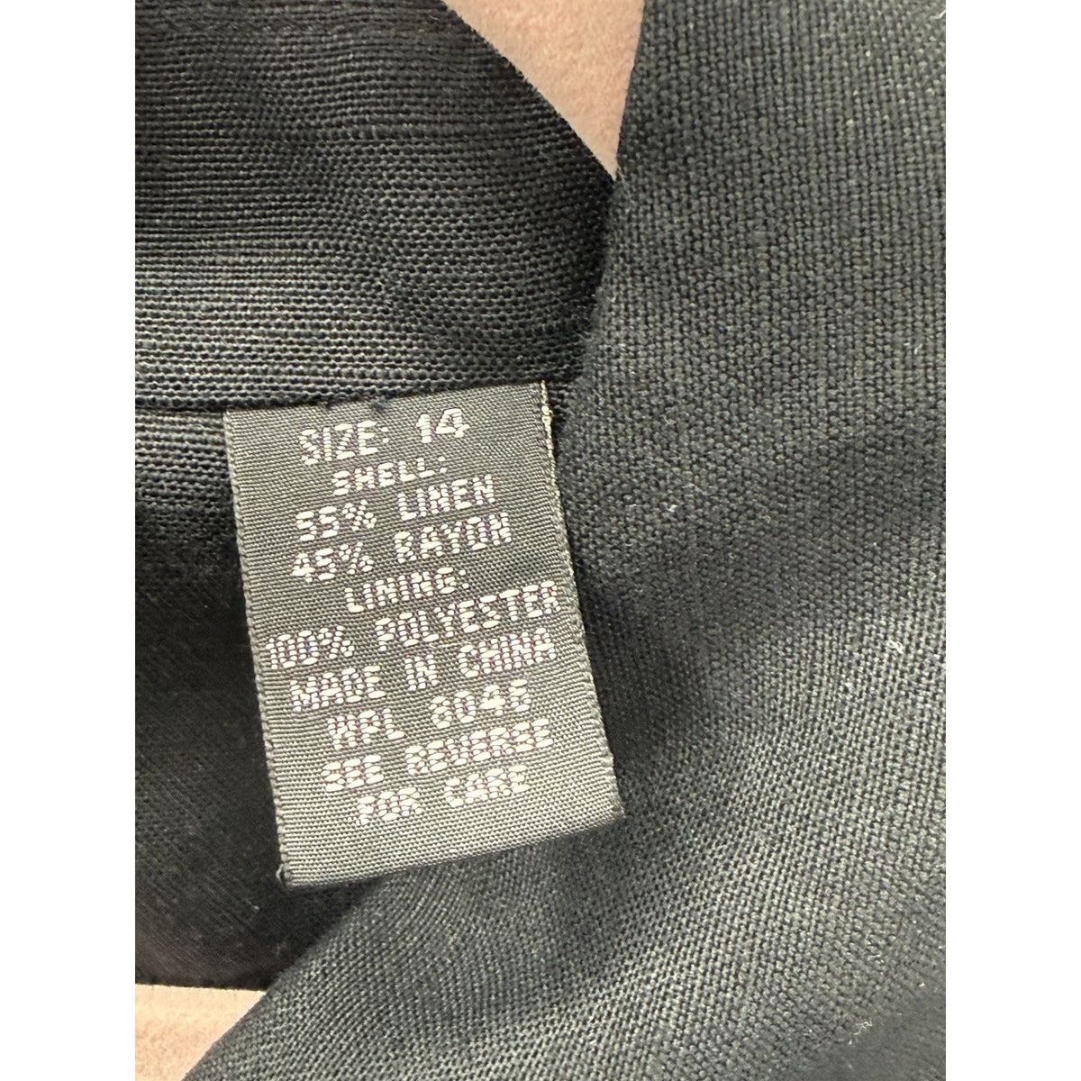 Style & Co Black Linen Rayon Button Front Long Jacket Topper Women’s 14 Career