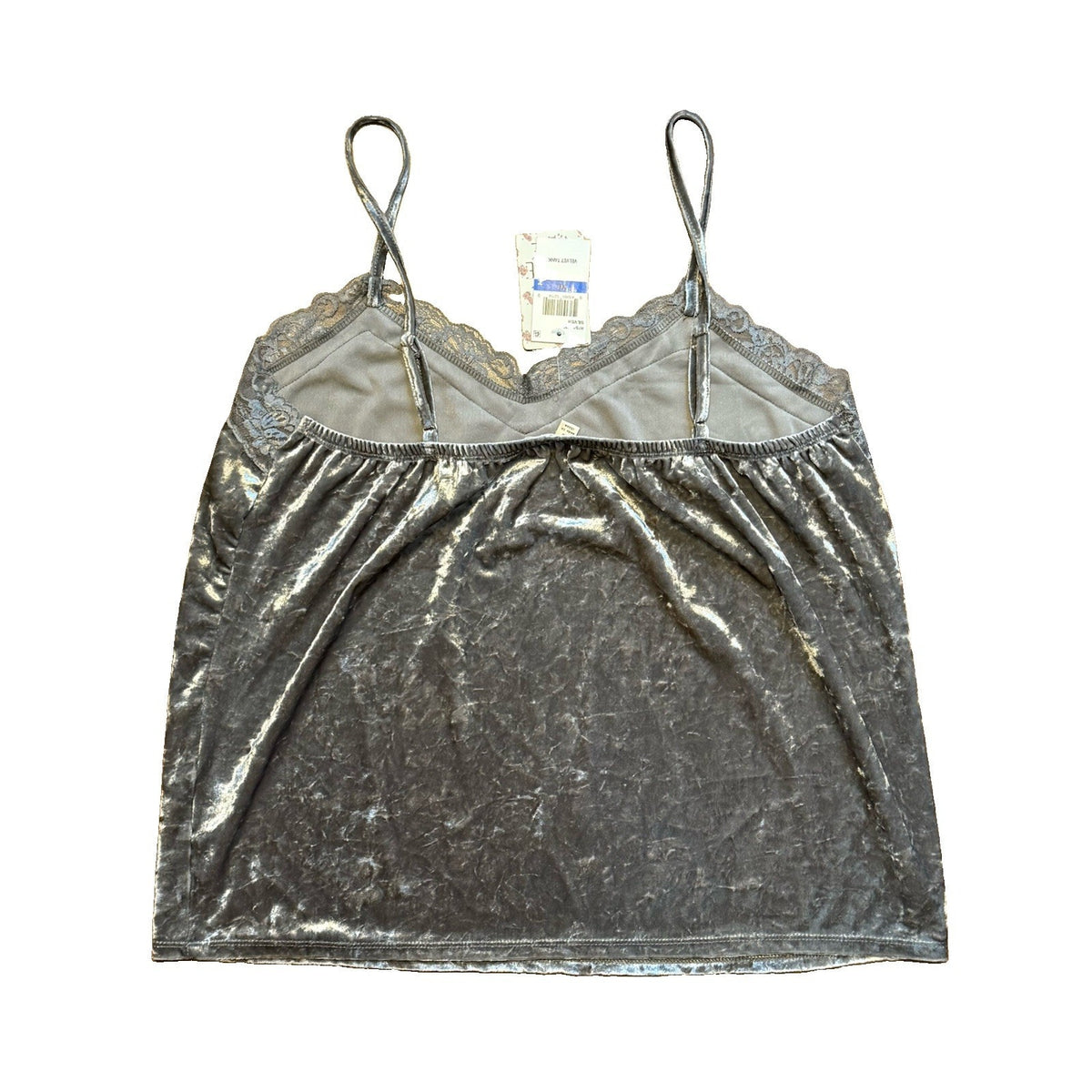 Hippie Rose Velvet Lace Cami Tank XL NWT Silver Gray Crushed Velvet Y2K Goth