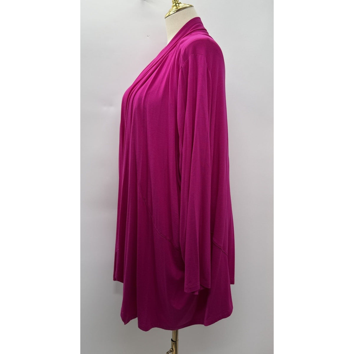 Catherines 4X 30/32W Fuchsia Open Front Cardigan Drape Knit Plus Size Rayon