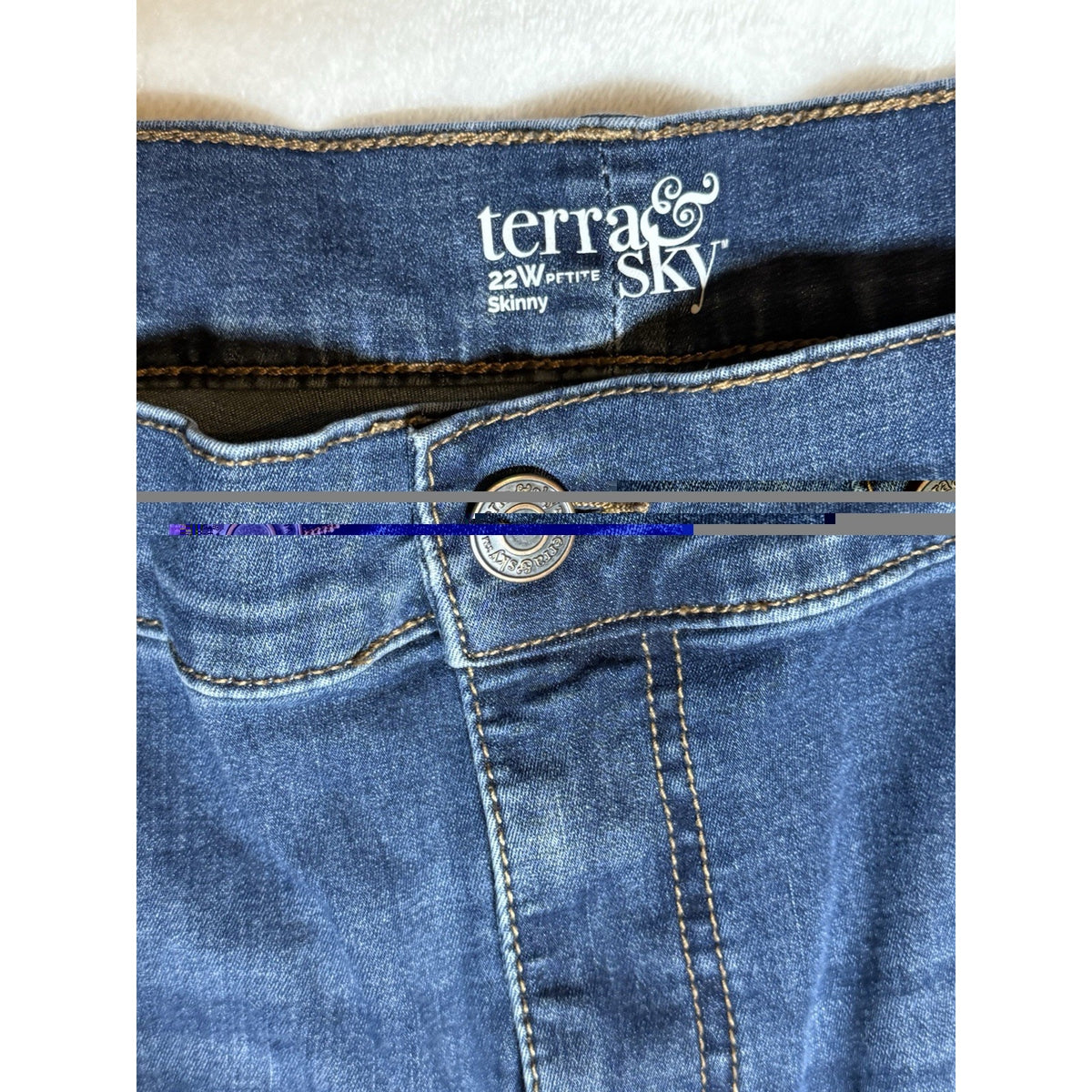 Terra & Sky Women 22W Petite Skinny Jeans Stretch Denim Medium Wash Plus Size