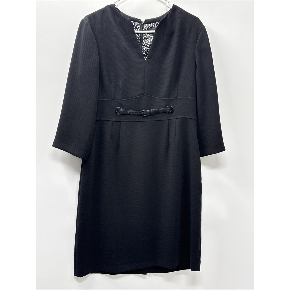 Tahari Dress Black Women’s Size 12 Petite 3/4 Sleeves Office Casual Fully Lined