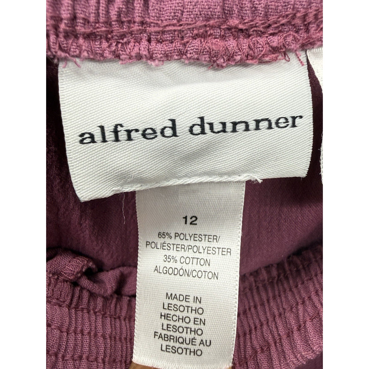 Alfred Dunner Women Pull On Pants Size 12 Pink Elastic Waist Straight Leg Casual