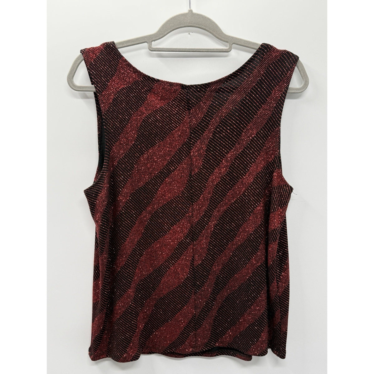 Dressbarn Woman Collection 2PC Glitter Knit Jacket Tank Set Red Black 14/16