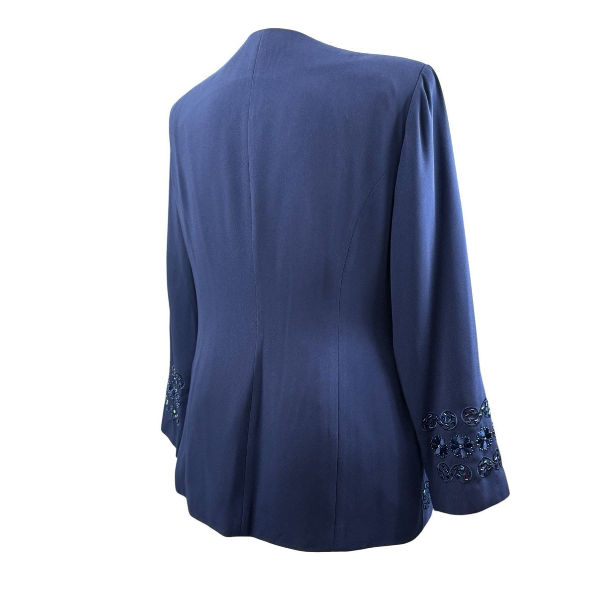 Justin Taylor Beaded Jacket Navy Blue Embellished Blazer Whimsigoth 18 Vintage