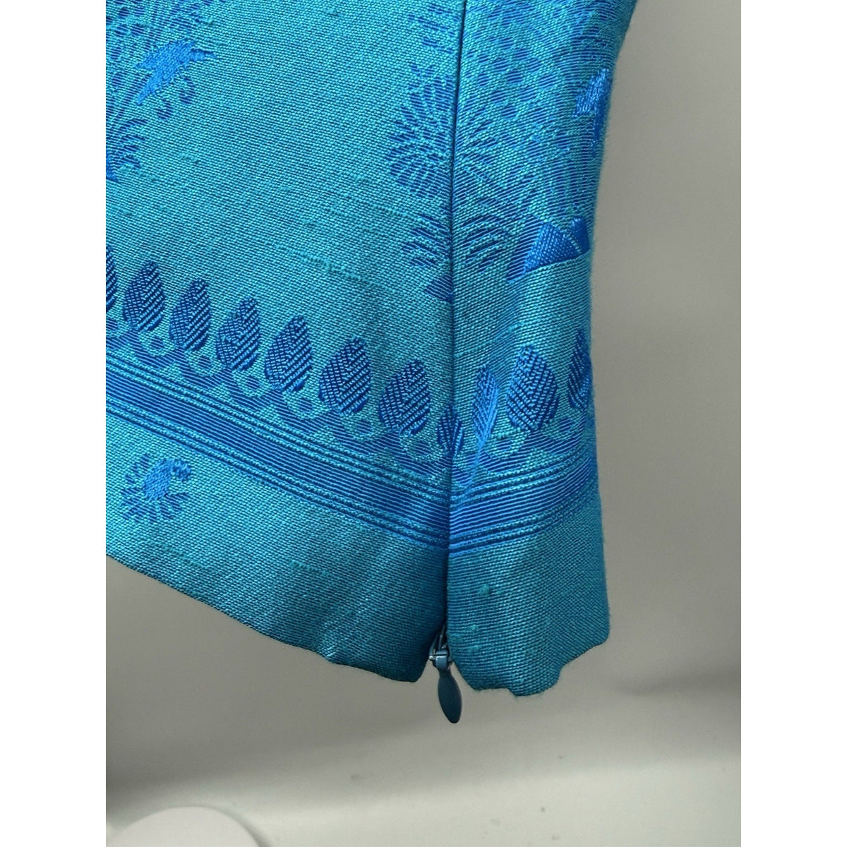Laura Henson Womens Size 12 Teal Jacquard Asymmetrical Jacket Top Vintage