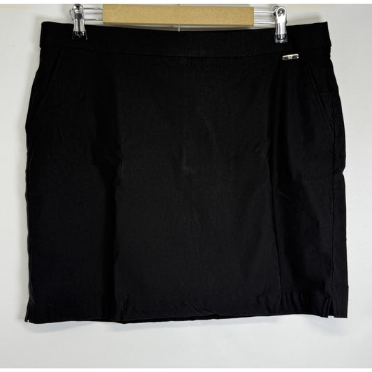 Rafaella Skirt Women’s Black Pull On Size XL Skorts 18” Long Stretch Pockets