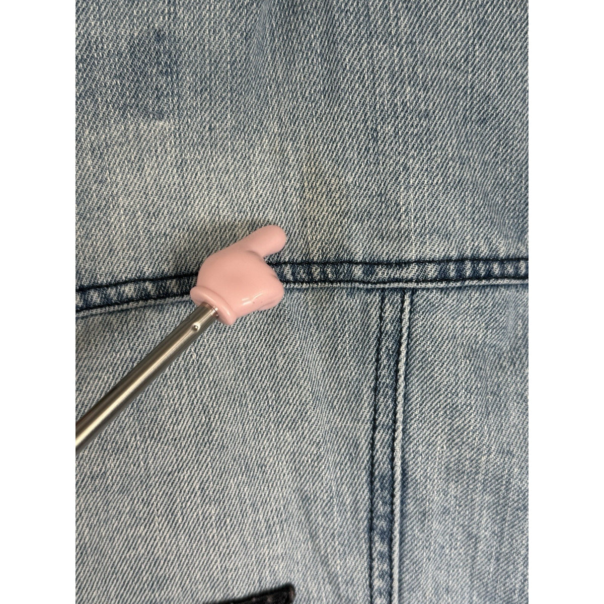Cisono Denim Collection Light Wash Distressed Denim Jacket Floral Bird Patch L