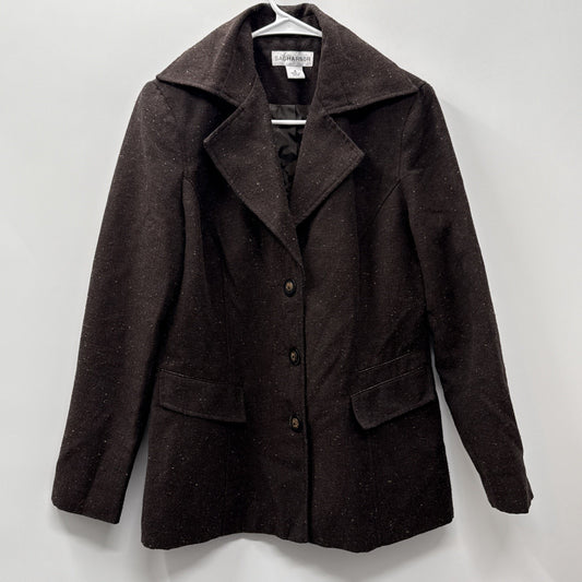 Sag Harbor Brown Wool Blend Tweed Blazer Womens 8 Dark Academia Career Jacket