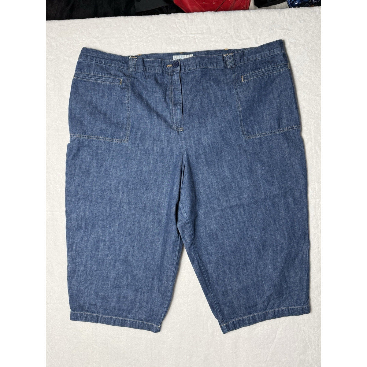 White Stag Capri Crop Jeans Women’s Plus Size 24W Elastic Waist Inset Straight