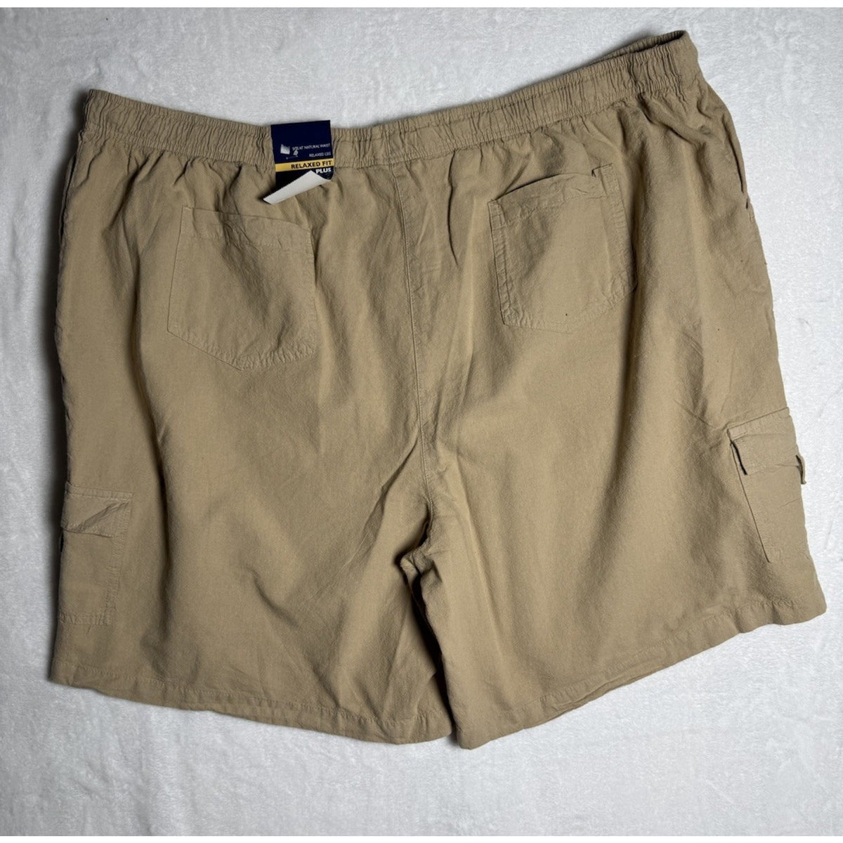 Basic Editions Womens 2X Khaki Cargo Shorts Elastic Waist Cotton Relaxed NWT