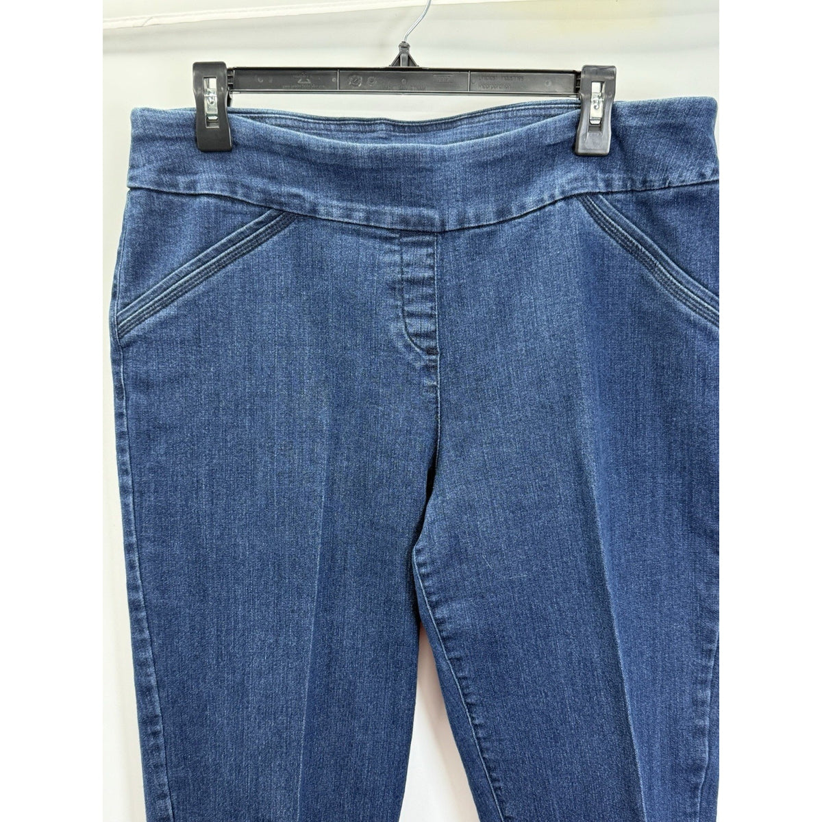 Kim Rogers Womens 16 Short Pull On Denim Jeans Dark Wash Slim Straight Stretch