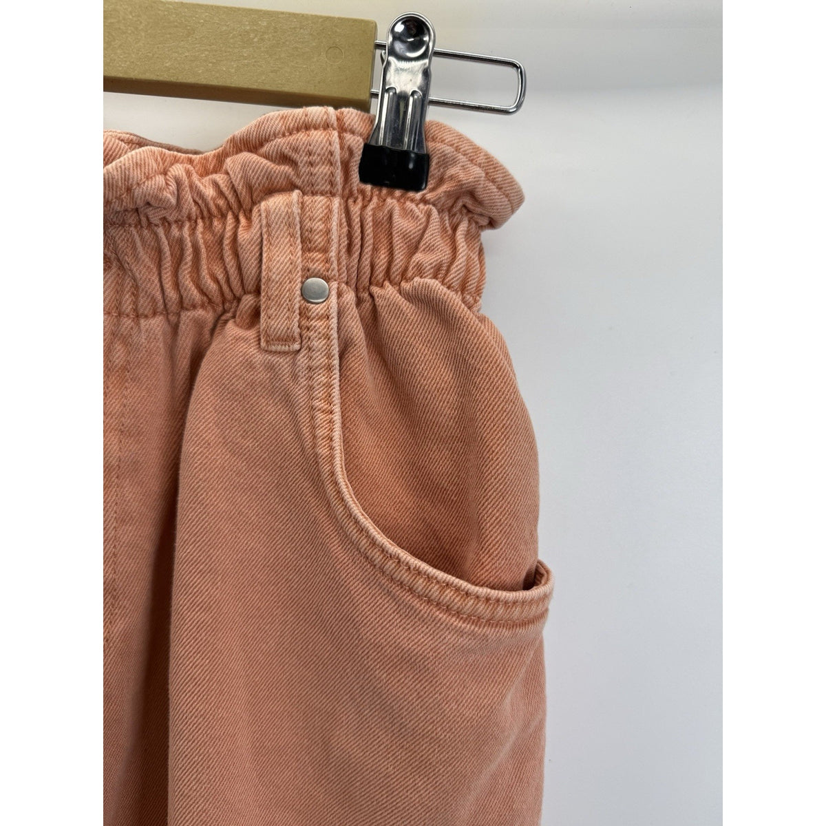 Forever 21 Paperbag Waist Denim Shorts Women US 26 Sz Small Peach High Rise Boho