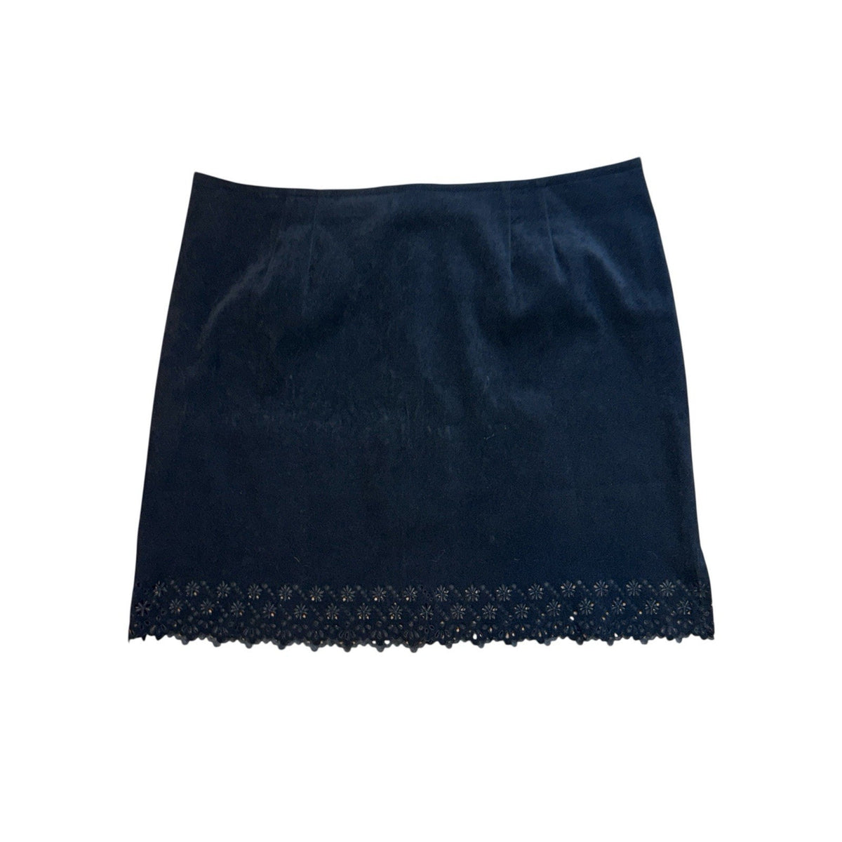 Venezia Jeans Black Skirt Womens Plus Sz 22 Eyelet Hem Back Zip Knee Length 21”