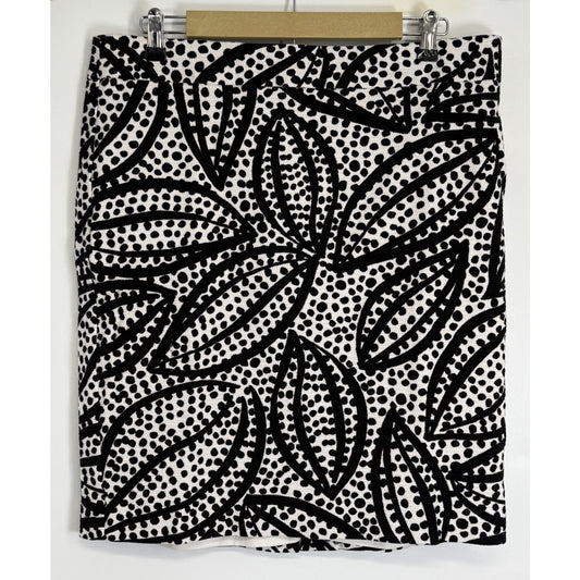 Ann Taylor Factory Black White Textured Skirt Size 14 Back Zip