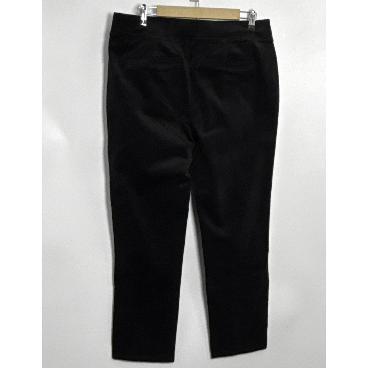 d&co. Women’s Size L Black Velour Pull On Pants Pockets Straight Leg High Rise