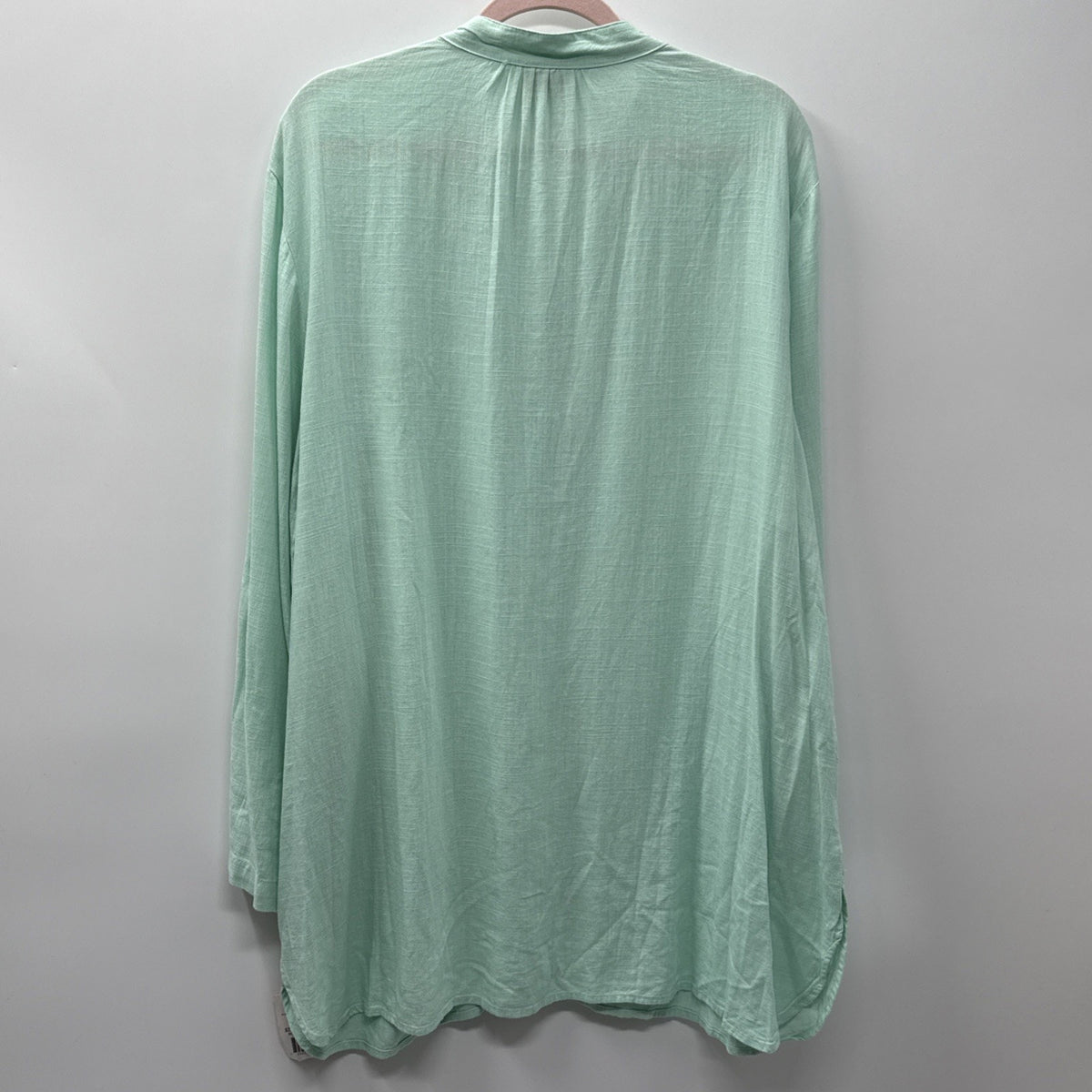 Ruby Rd. Pullover Tunic Top 2X Green Linen Blend Minimalist Roll Tab Sleeves