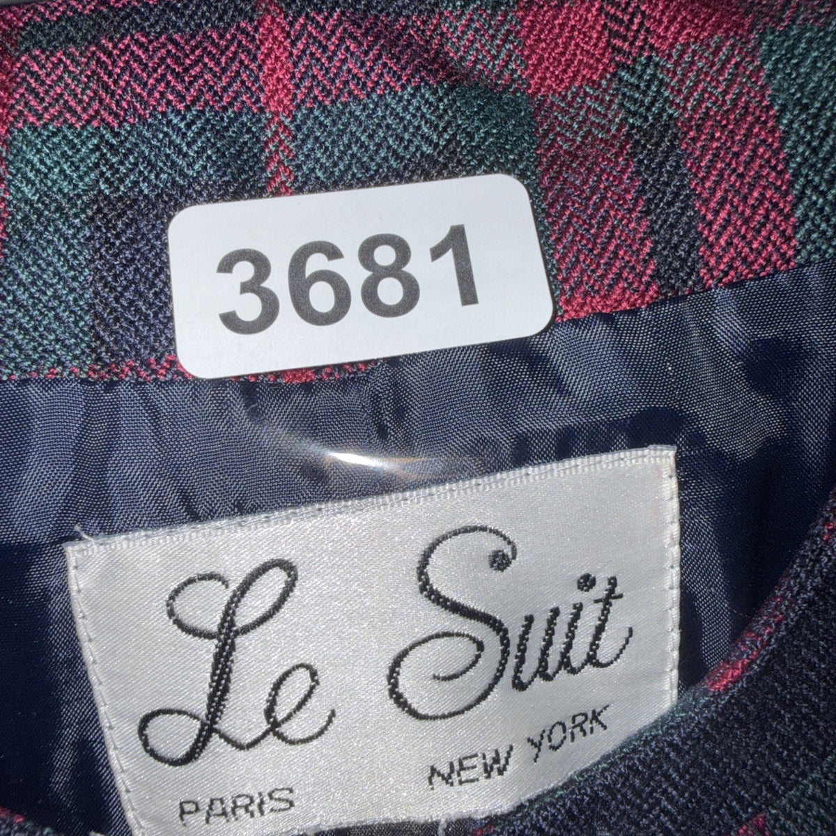 Le Suit 100% Rayon Plaid Blazer Jacket Womens 18 Red Green Tartan Gold Button