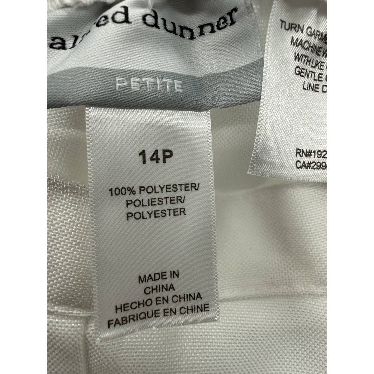 ALFRED DUNNER Women's White Pull-on Capri Pants 14P Back Elastic Front Pockets