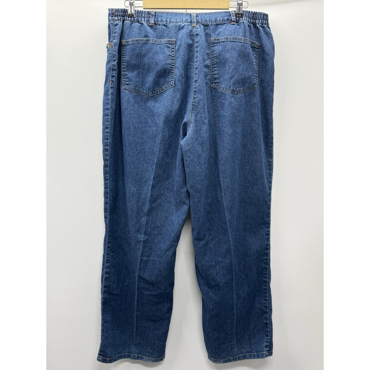 Ruby Rd Beaded Denim Jeans Womens 14 Blue Ramie Blend Y2K Boho Stretch Pants