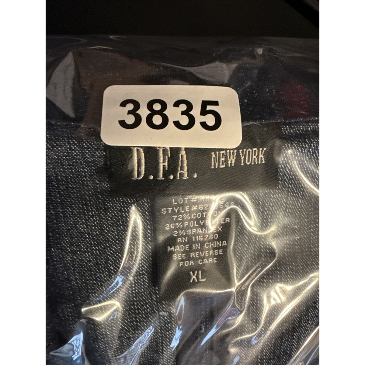 D.F.A New York Denim Blazer Women Long Sleeve Button Front Blue Sz XL Stretch