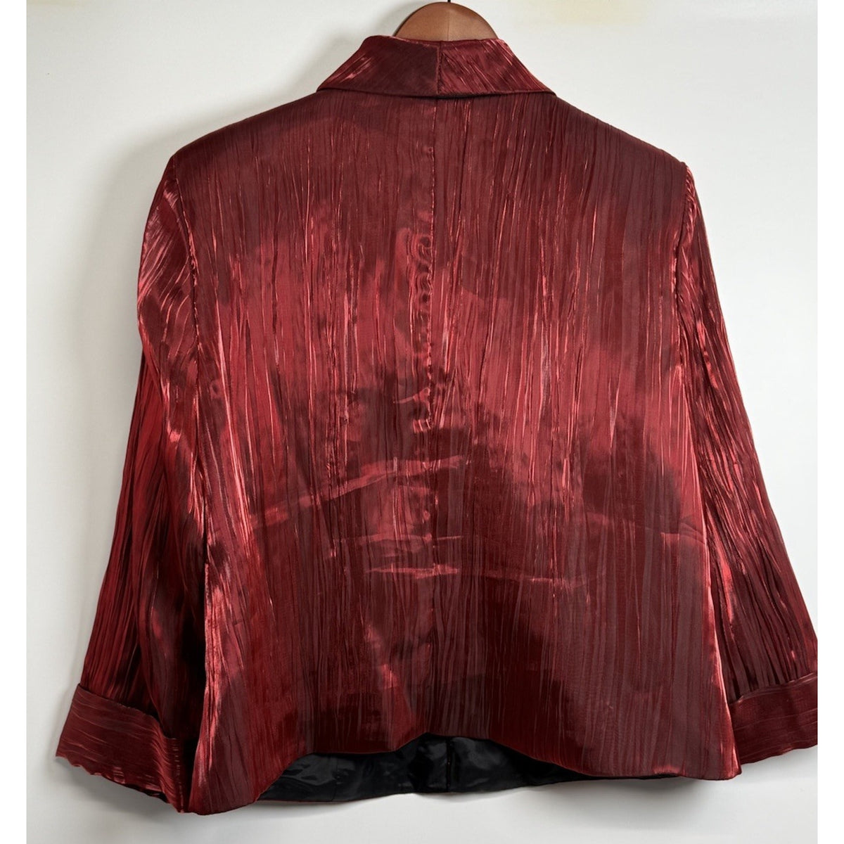 Metaphor Red Metallic Pleated Jacket Womens 18 Glam Gothic Romantic Whimsigoth