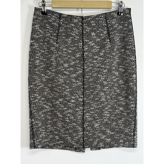 Ann Taylor Factory Black White Tweed Pencil Skirt Size 8 Back Zip