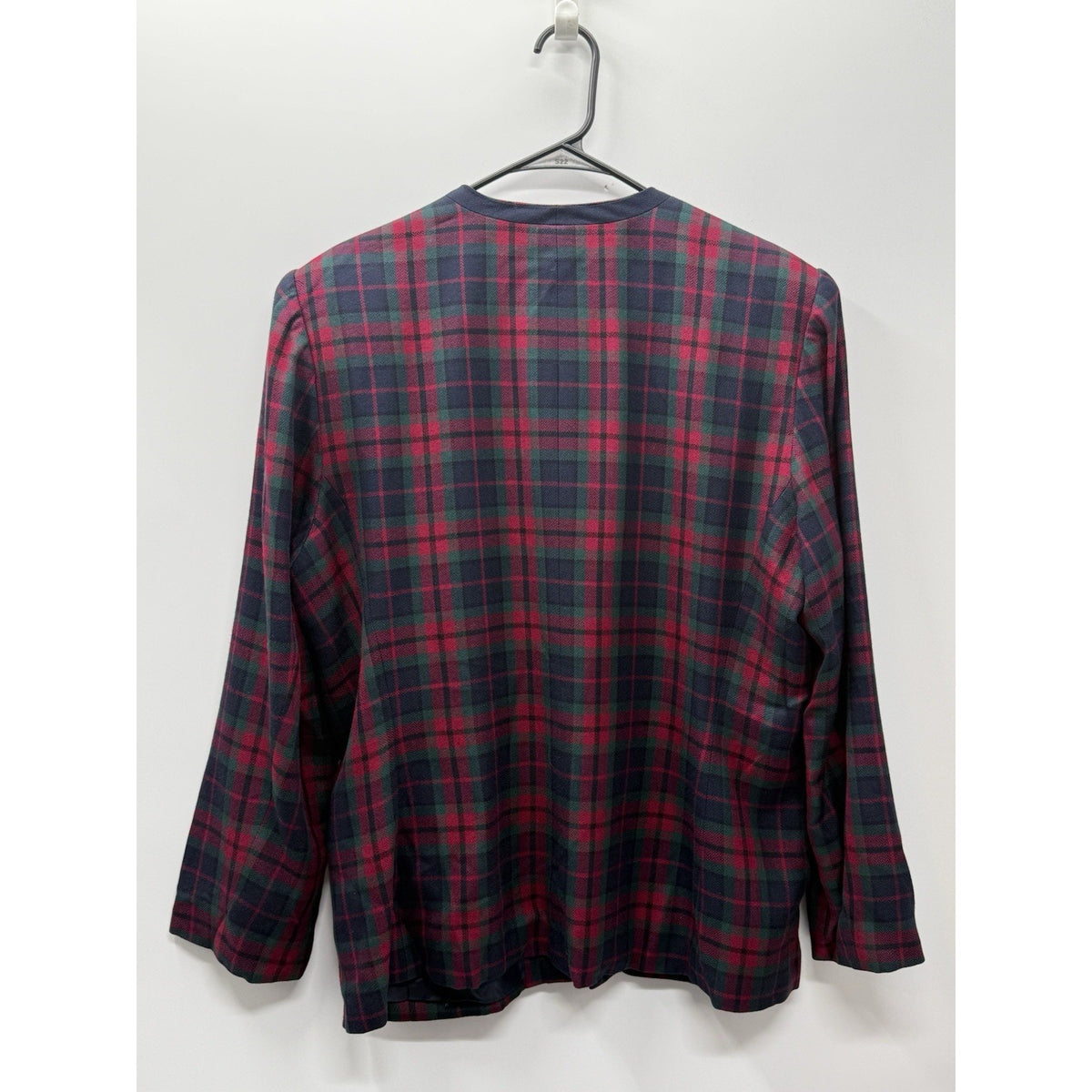 Le Suit 100% Rayon Plaid Blazer Jacket Womens 18 Red Green Tartan Gold Button
