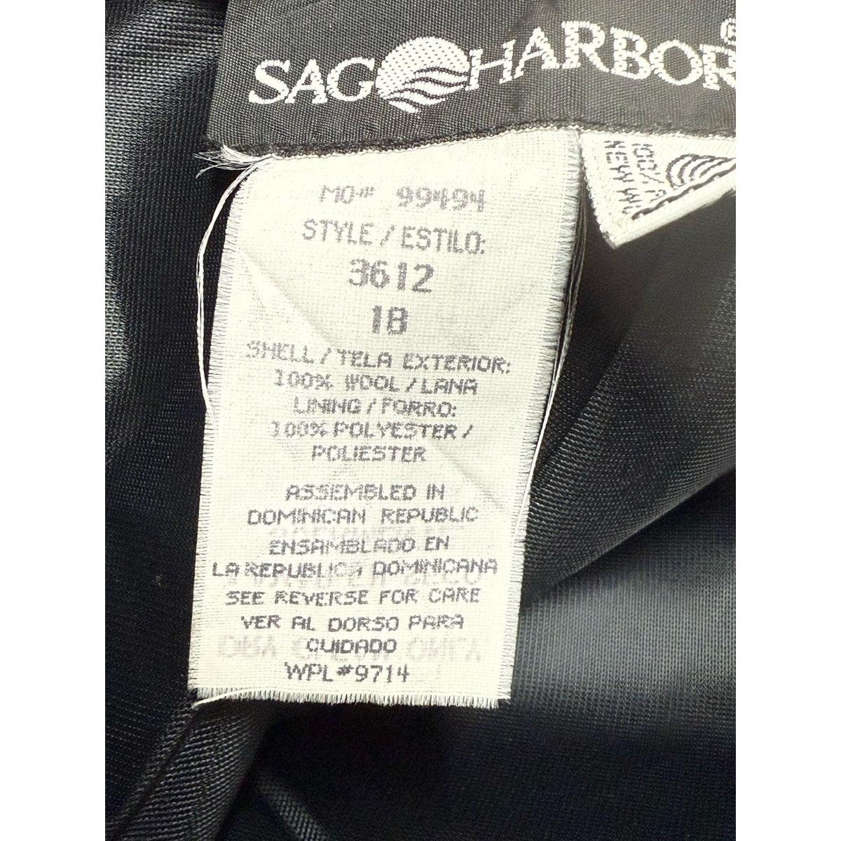 Sag Harbor 18 Black Pure Wool Lined Midi Skirt Back Vent Classic Vintage