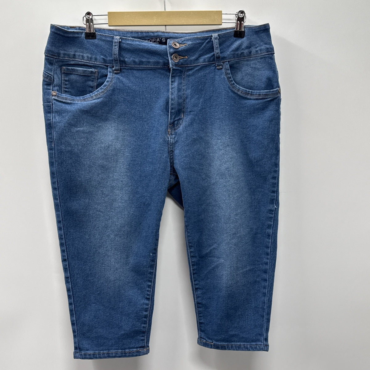Sofia’s Jeans Womens 18 Blue Pull On Capri Jeans Stretch Mid Rise Denim Crop
