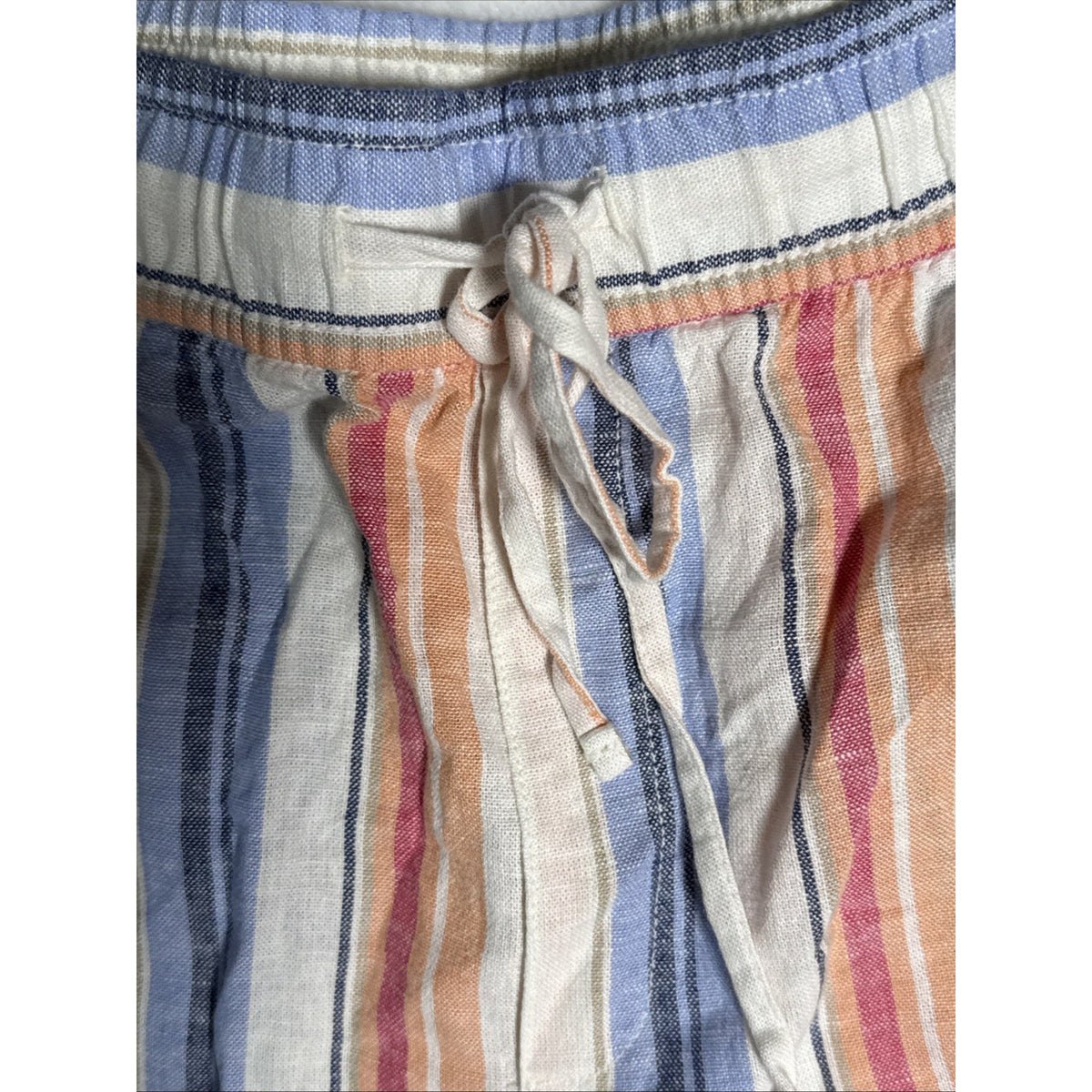 Gap Linen Blend Stripe Pull On High Rise Shorts Size XL White Peach blue Pink,wo