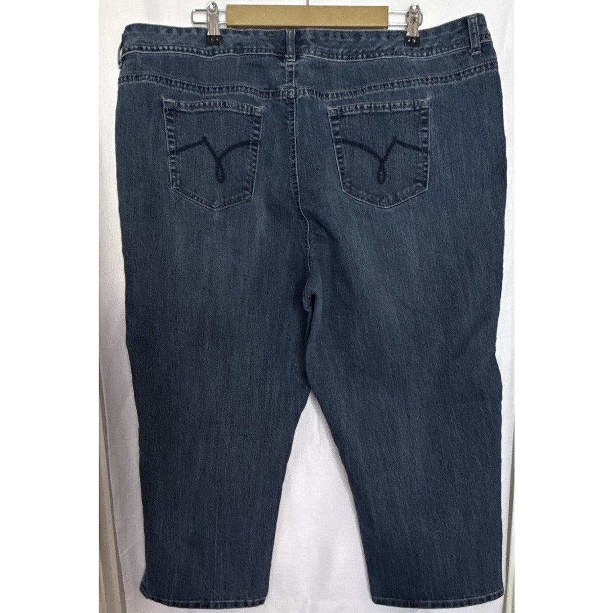 Just My Size JMS Women 24W Plus Blue Medium Wash Crop Jeans Stretch Straight