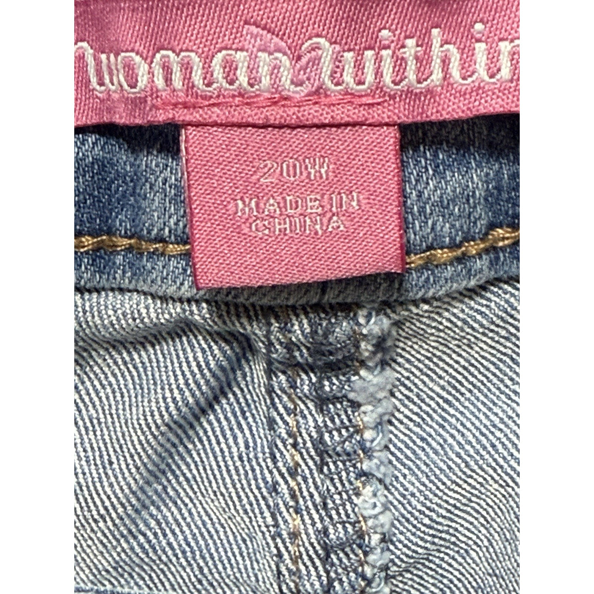 Woman Within Capri Crop Pants Women’s 20W Blue Denim Zipper/Button Closure