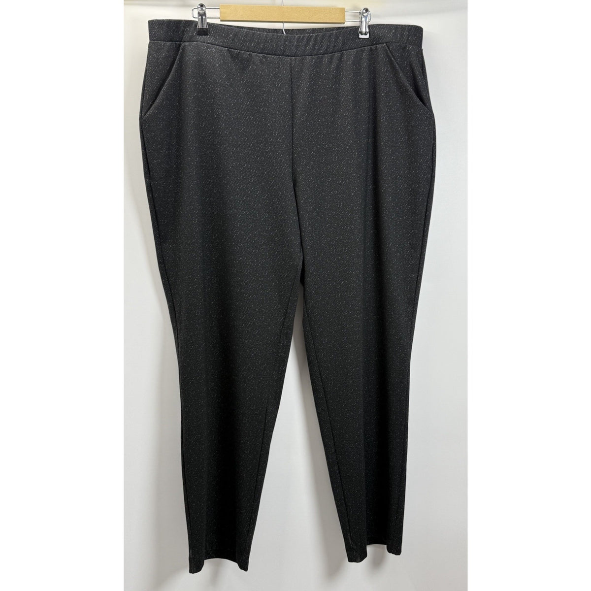 Vanessa Williams 2X Black Stretch Pull On Pants Textured Career Straight Leg USA