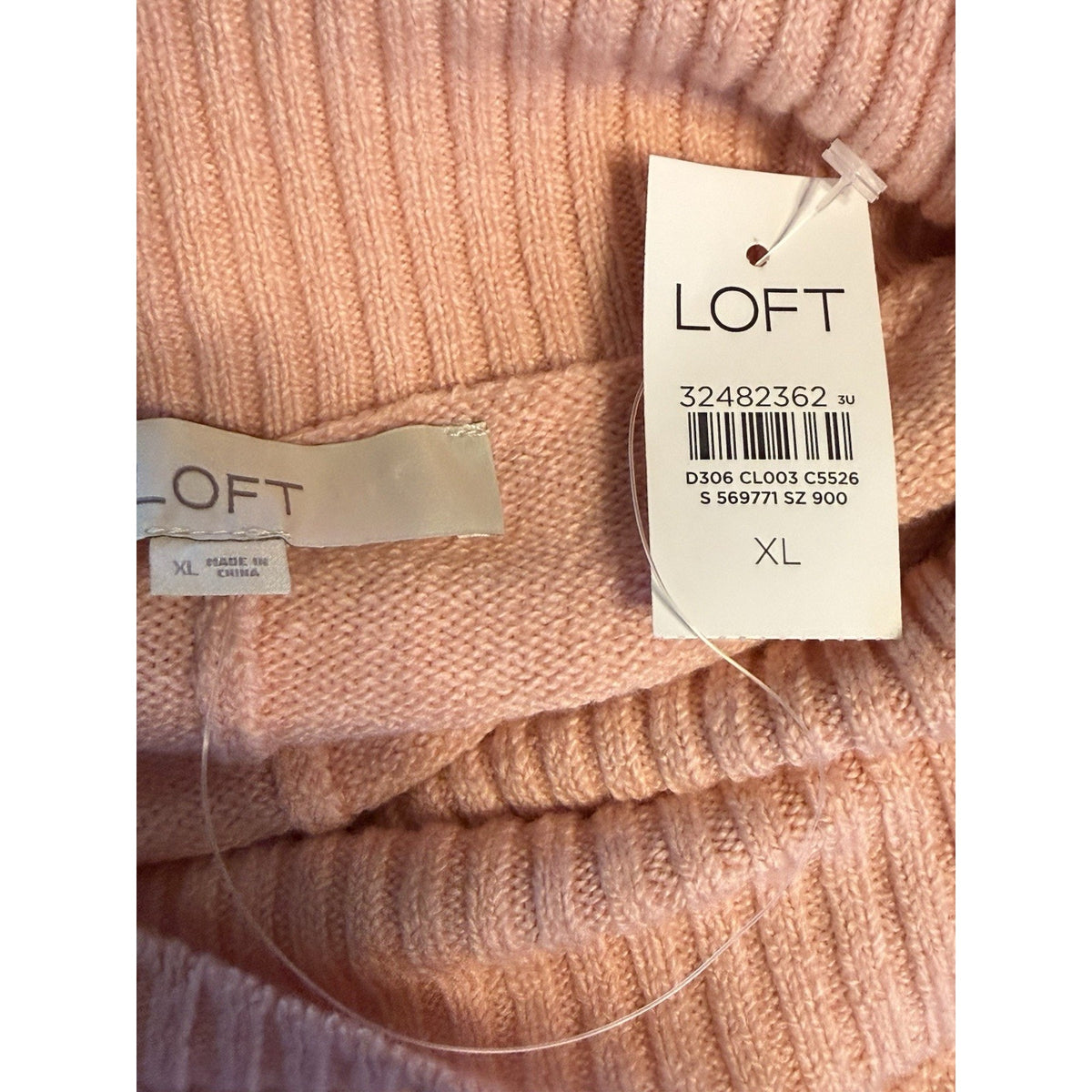 NWT LOFT Women XL Pink Turtleneck Sweater Oversized Dolman Batwing Cotton Knit