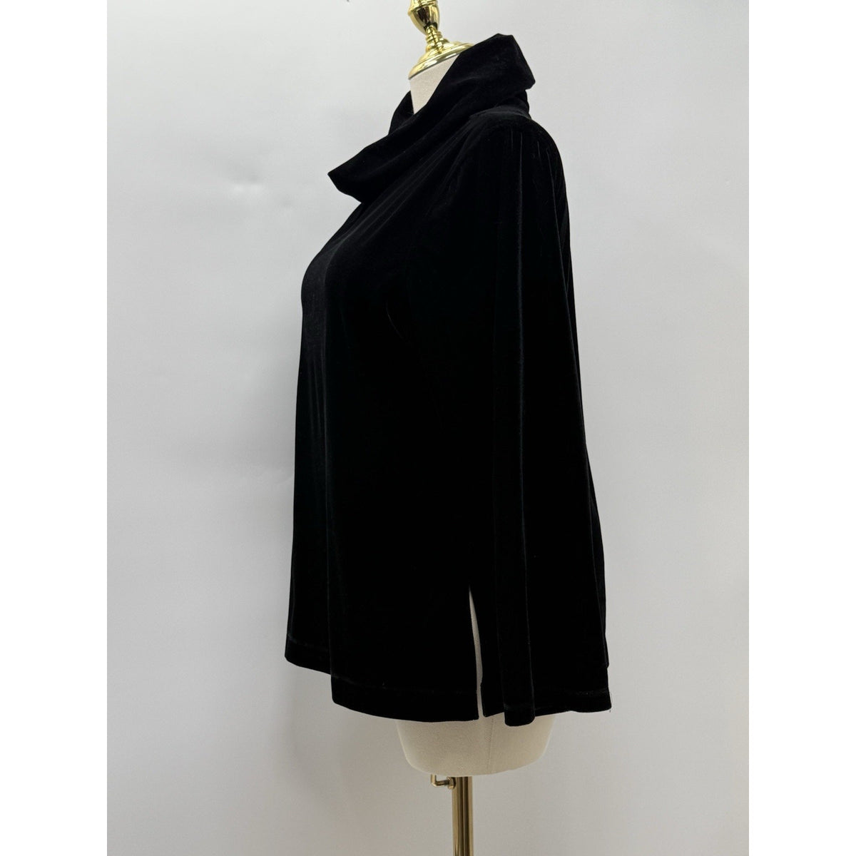 Hartman Studio Women Size XL Black Silk Velvet Cowl Neck Tunic Top Goth Y2K