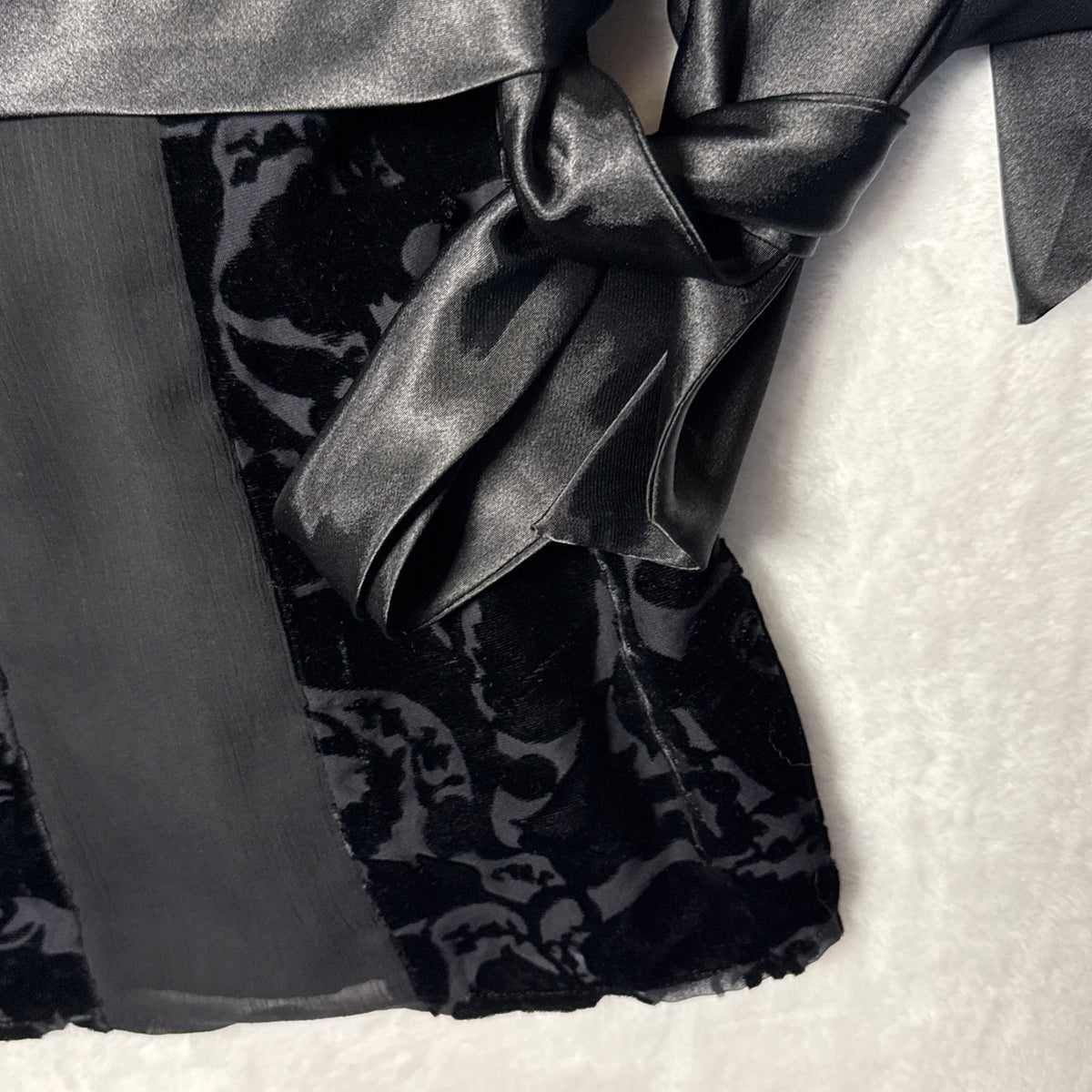 Lane Bryant Velvet Burnout Cami Top Women Plus Sz 18 Black Satin Tie Side Zip