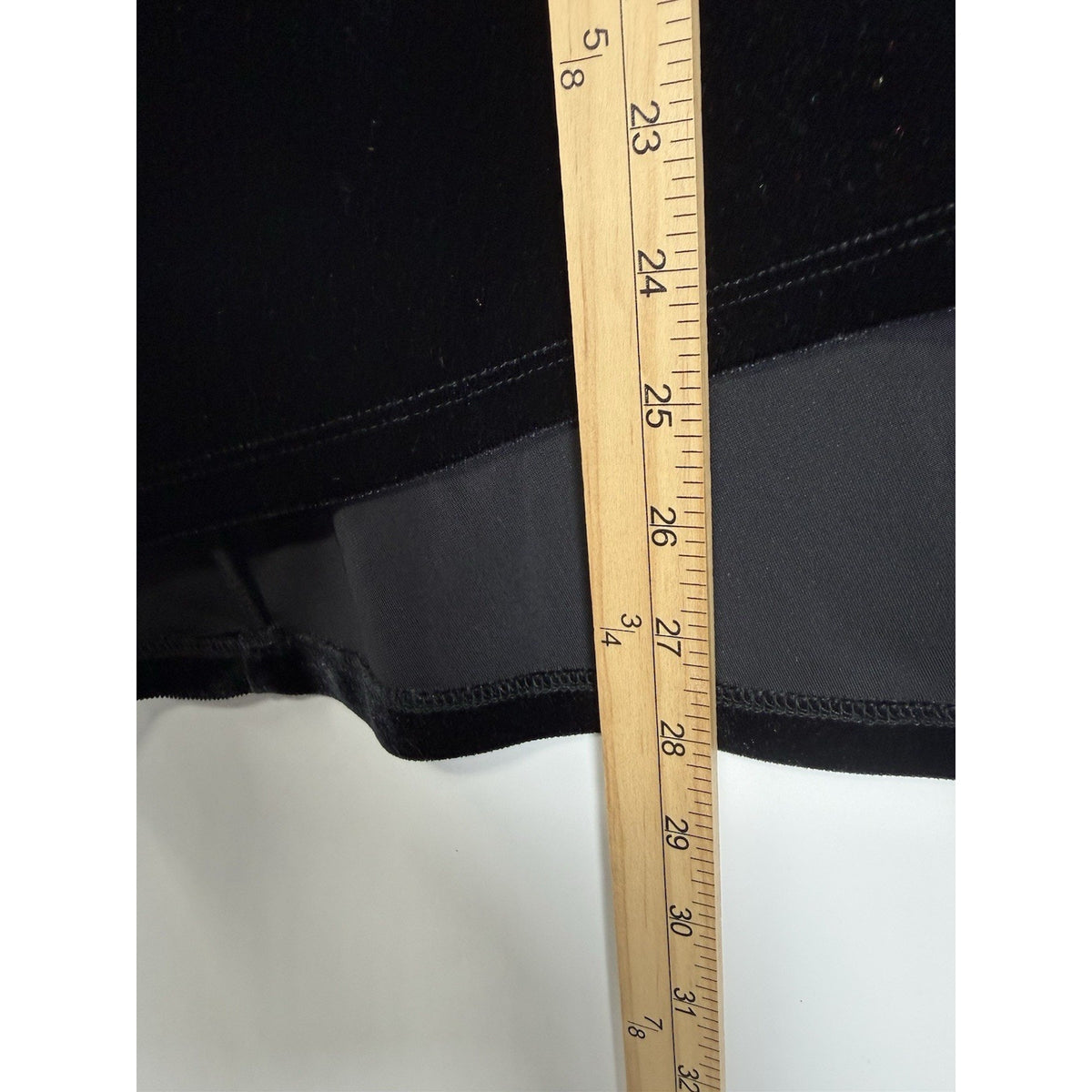Avenue Black Velvet Midi Skirt 14/16 High Low Hem Stretch Pull On Minimal