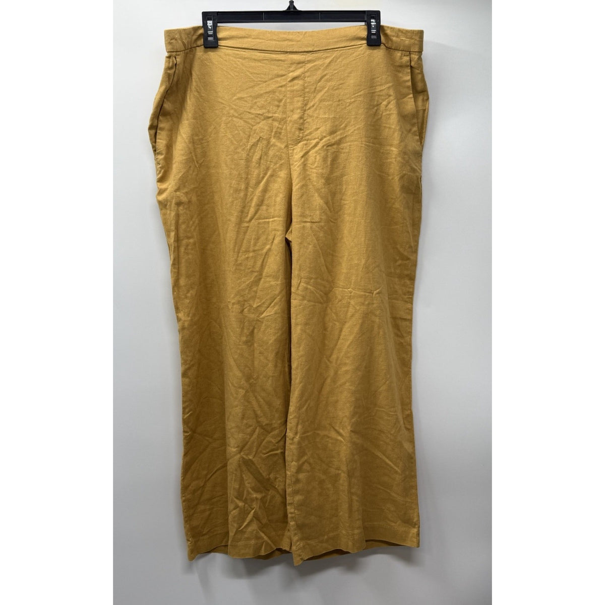 Old Navy Linen Blend Wide Leg Crop Pants Womens 16 Elastic Waist Minimalist