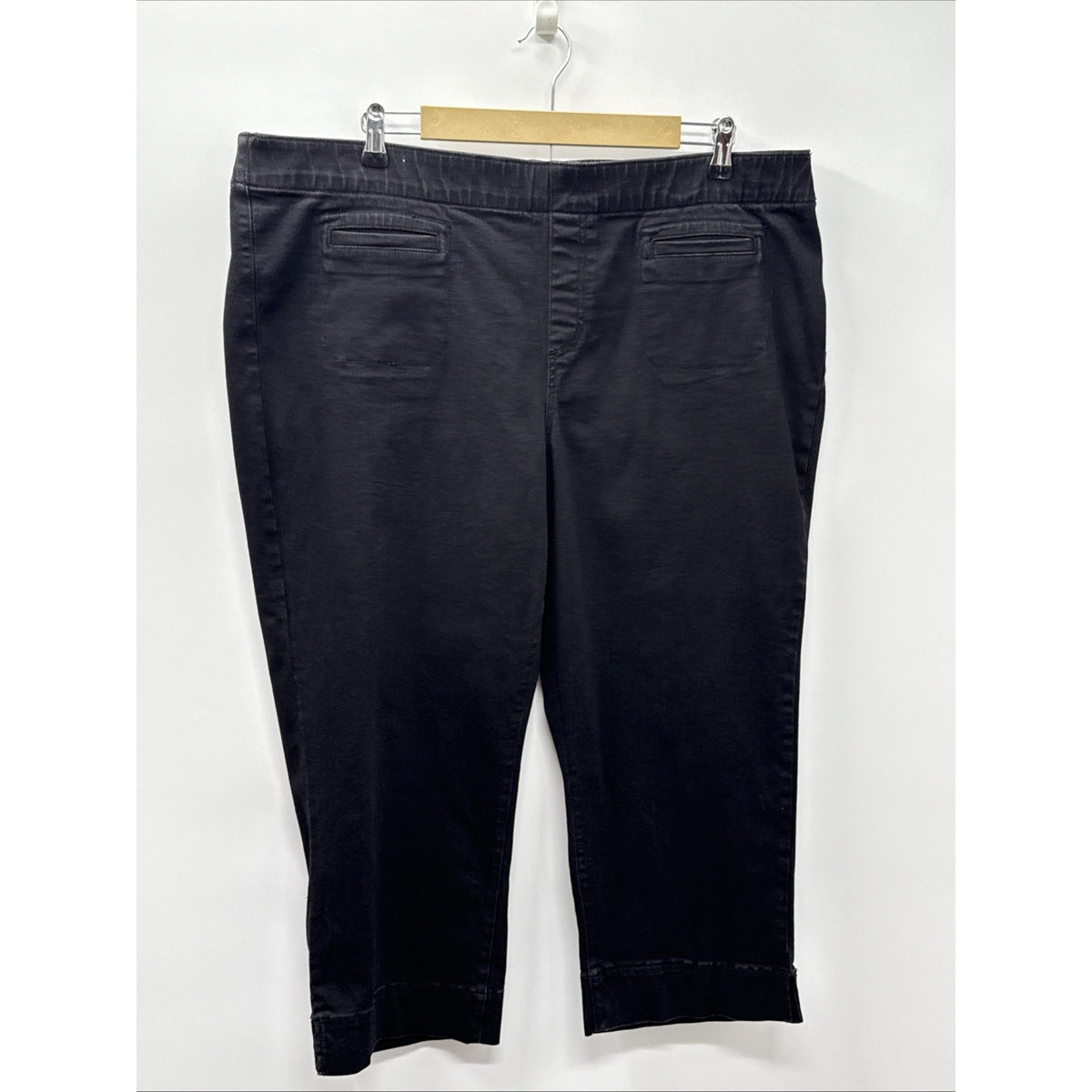 Westbound Black Denim Black Crop Jeans Women Pull On Plus Size 18W 22”inseam
