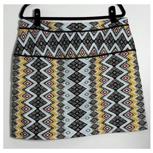 LOFT Skirt Women’s Size 14 Southwestern Geometric Aztec Chevron Print Lined