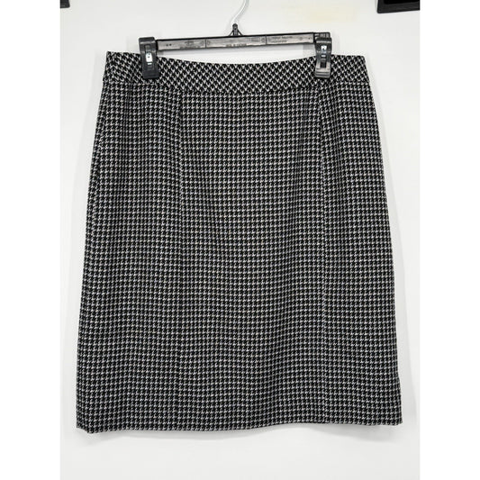 Covington Petite Stretch Houndstooth Skirt 12P Black White