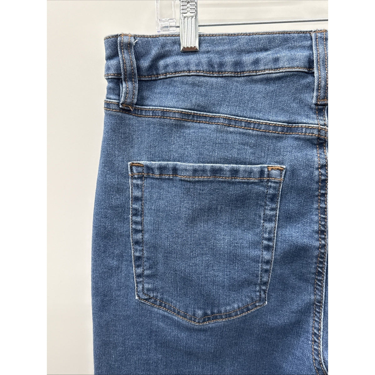 Style & Co. Womens Sz 14 Straight Leg Jeans Blue Floral Print 5 Pocket Boho