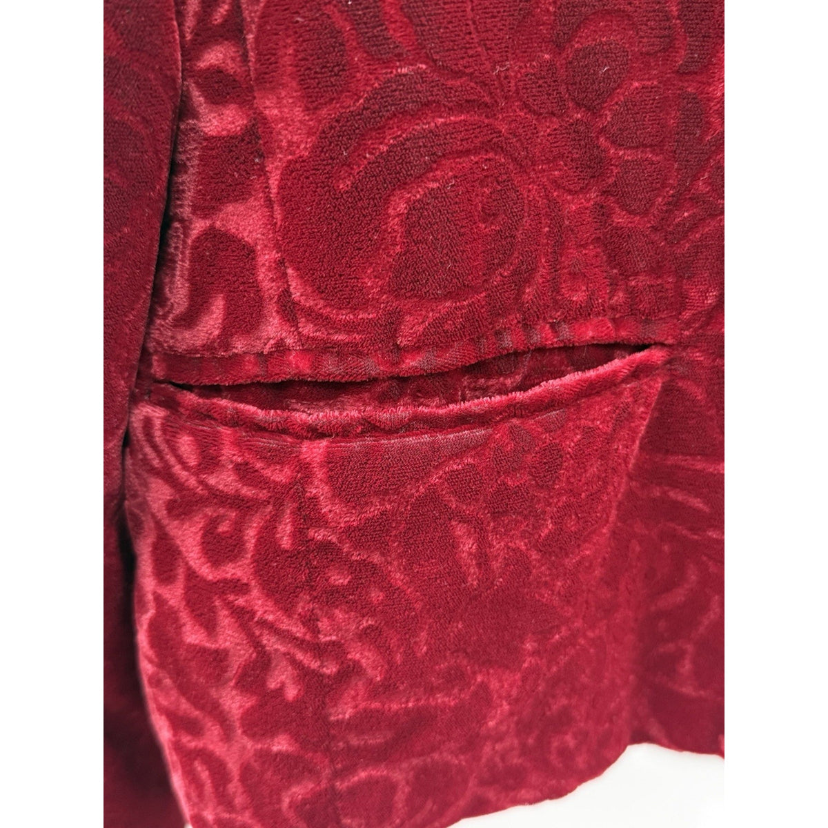 San Moire Red Burnout Velvet Jacket Womens Floral Evening Gothic Romantic 22
