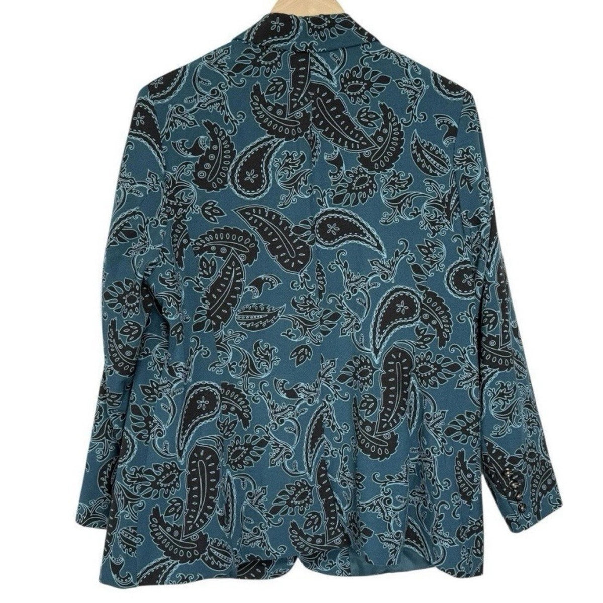 Jessica London Women’s Blazer Jacket Size 14 Blue Black Paisley Print Career