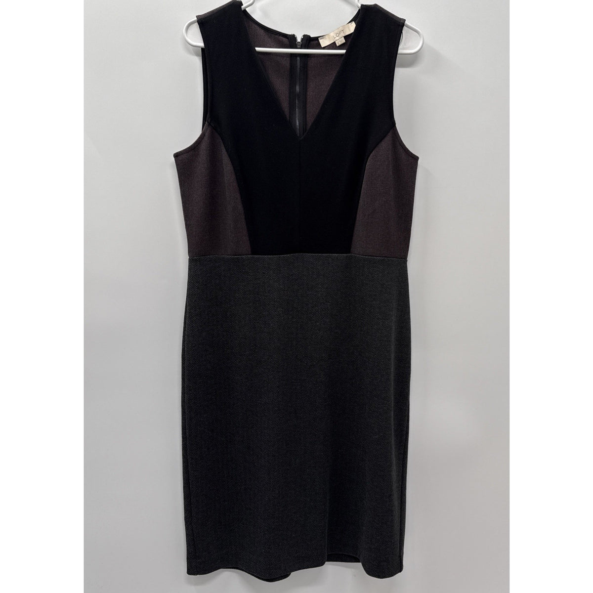 Ann Taylor Loft Woman's Black Purple and Gray Color Block Dress Size 10