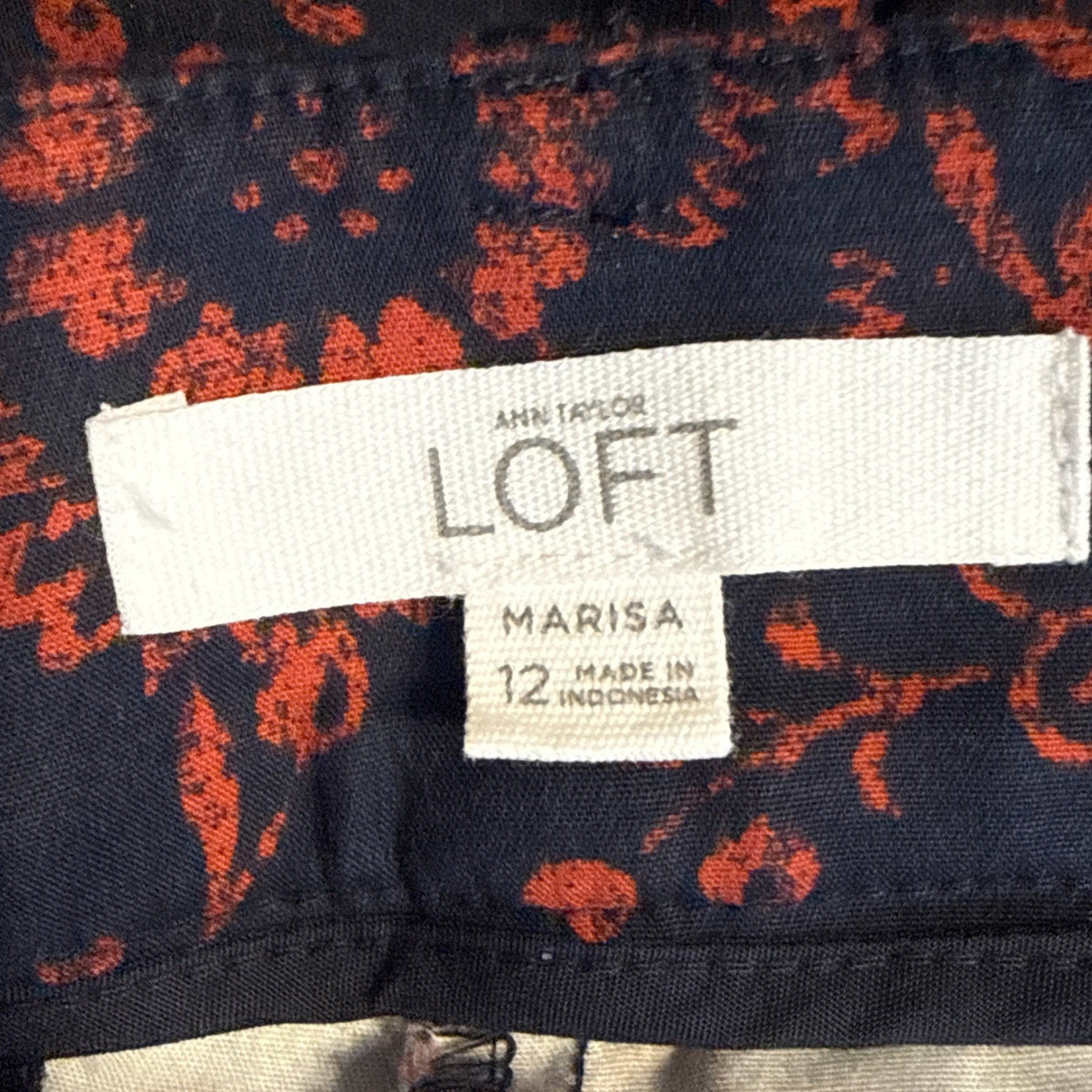LOFT Ann Taylor Marisa Riviera Pants 12 Red Floral Damask Slim Ankle Crop